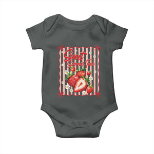 Striped Summer Strawberry Baby Onesie Preppy Beach Vibes Graphic