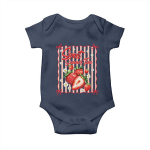 Striped Summer Strawberry Baby Onesie Preppy Beach Vibes Graphic