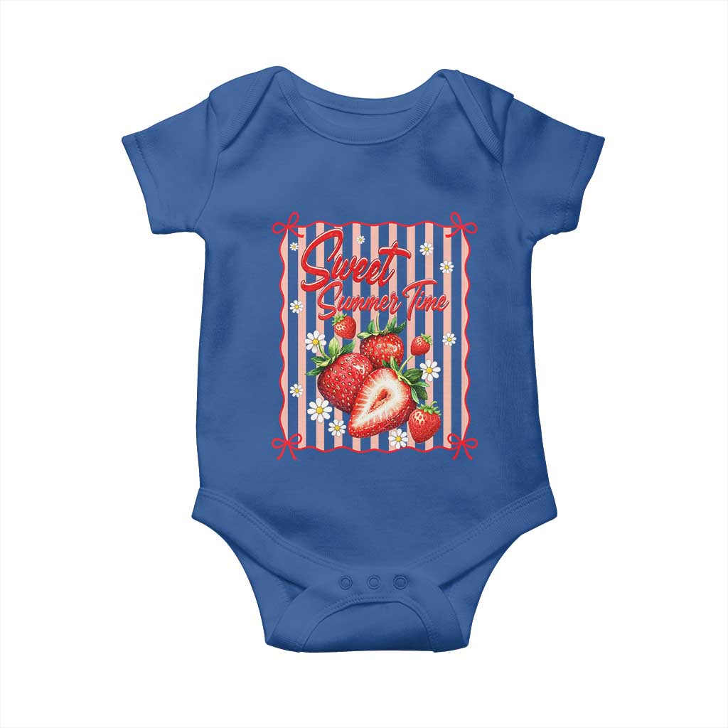 Striped Summer Strawberry Baby Onesie Preppy Beach Vibes Graphic