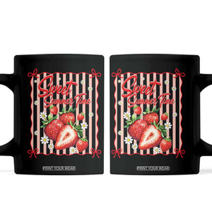 Striped Summer Strawberry Coffee Mug Preppy Beach Vibes Graphic