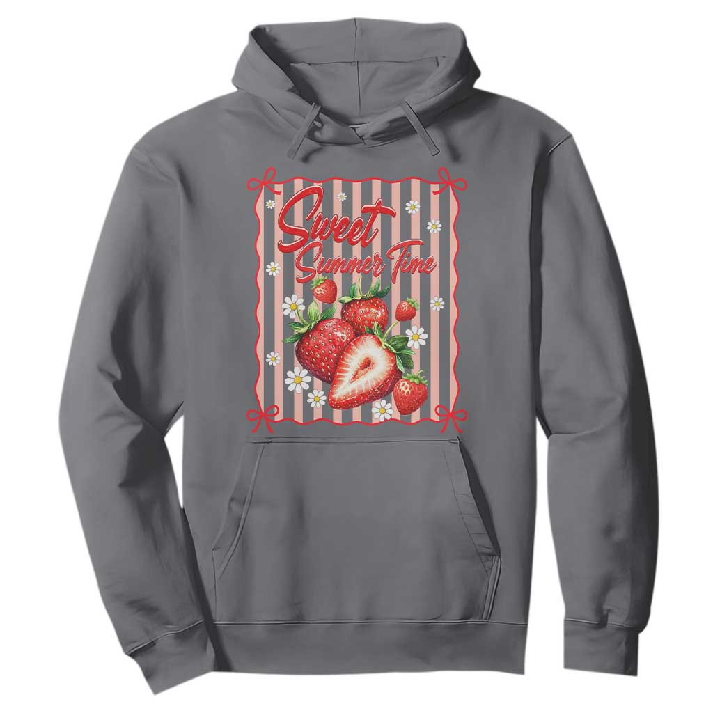 Striped Summer Strawberry Hoodie Preppy Beach Vibes Graphic
