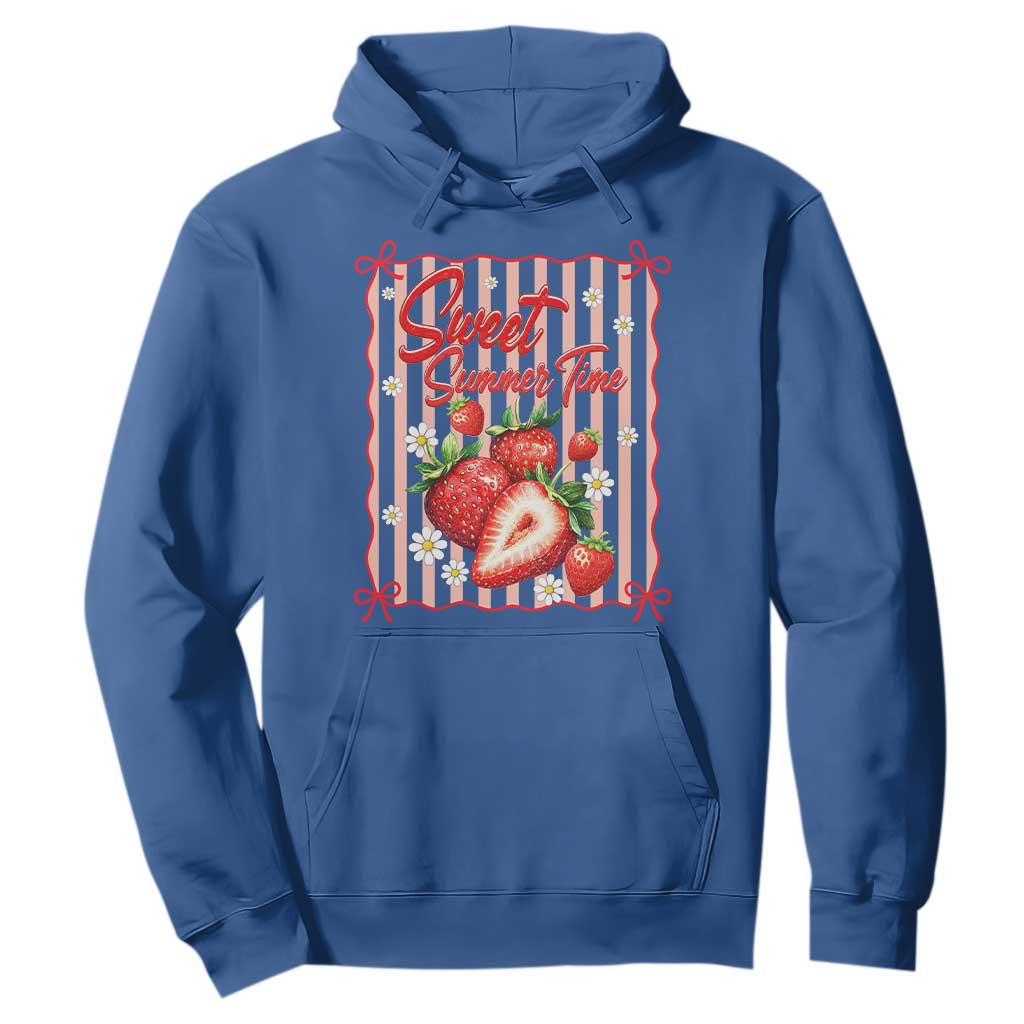 Striped Summer Strawberry Hoodie Preppy Beach Vibes Graphic