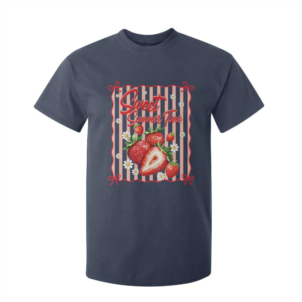 Striped Summer Strawberry T Shirt For Kid Preppy Beach Vibes Graphic