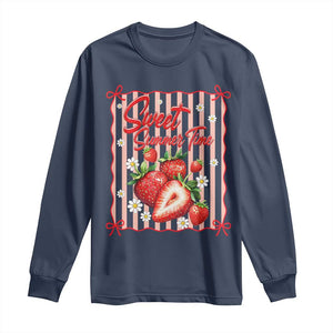 Striped Summer Strawberry Long Sleeve Shirt Preppy Beach Vibes Graphic