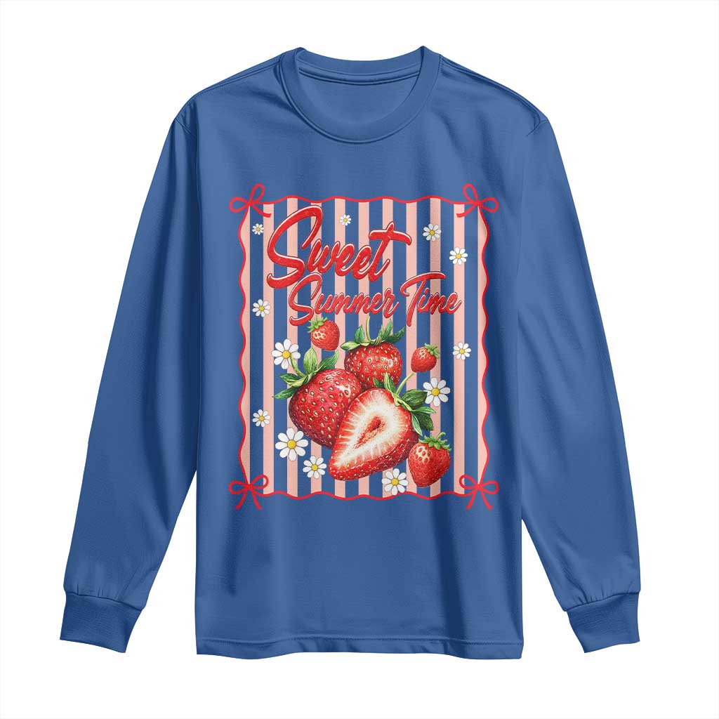 Striped Summer Strawberry Long Sleeve Shirt Preppy Beach Vibes Graphic