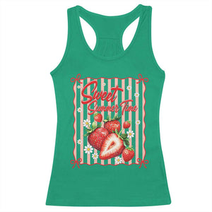 Striped Summer Strawberry Racerback Tank Top Preppy Beach Vibes Graphic