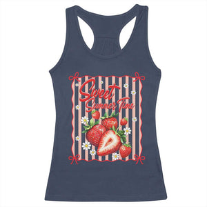 Striped Summer Strawberry Racerback Tank Top Preppy Beach Vibes Graphic