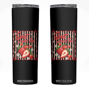 Striped Summer Strawberry Skinny Tumbler Preppy Beach Vibes Graphic