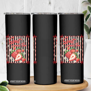 Striped Summer Strawberry Skinny Tumbler Preppy Beach Vibes Graphic