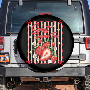 Striped Summer Strawberry Spare Tire Cover Preppy Beach Vibes Graphic
