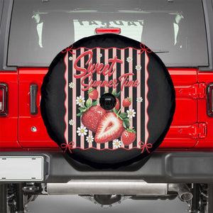 Striped Summer Strawberry Spare Tire Cover Preppy Beach Vibes Graphic