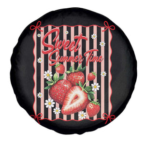 Striped Summer Strawberry Spare Tire Cover Preppy Beach Vibes Graphic