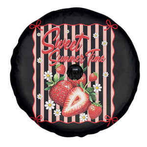 Striped Summer Strawberry Spare Tire Cover Preppy Beach Vibes Graphic