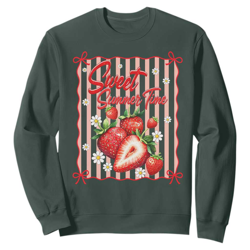 Striped Summer Strawberry Sweatshirt Preppy Beach Vibes Graphic