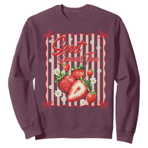 Striped Summer Strawberry Sweatshirt Preppy Beach Vibes Graphic