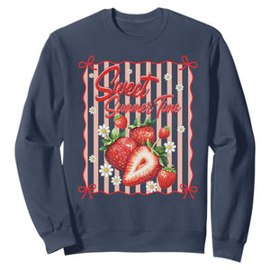 Striped Summer Strawberry Sweatshirt Preppy Beach Vibes Graphic
