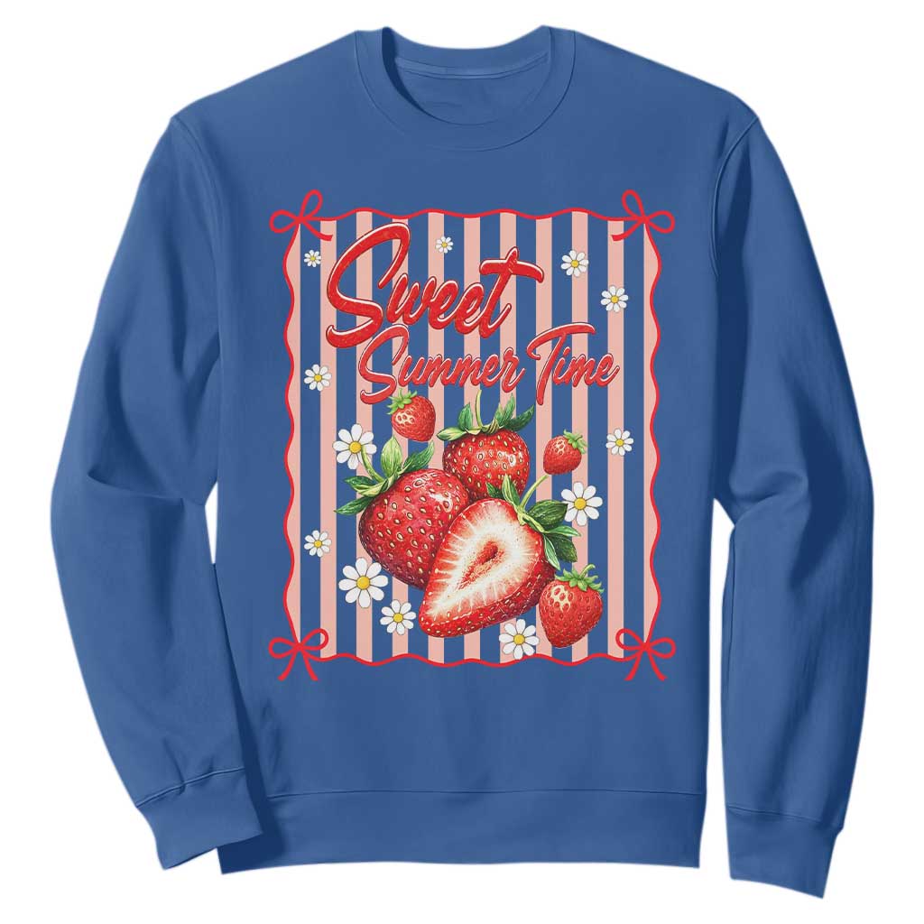 Striped Summer Strawberry Sweatshirt Preppy Beach Vibes Graphic