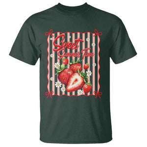 Striped Summer Strawberry T Shirt Preppy Beach Vibes Graphic