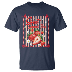 Striped Summer Strawberry T Shirt Preppy Beach Vibes Graphic