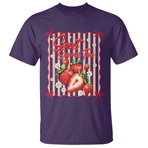 Striped Summer Strawberry T Shirt Preppy Beach Vibes Graphic
