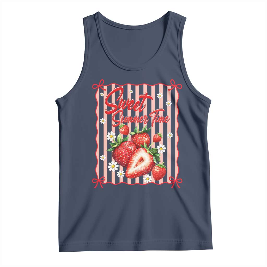 Striped Summer Strawberry Tank Top Preppy Beach Vibes Graphic