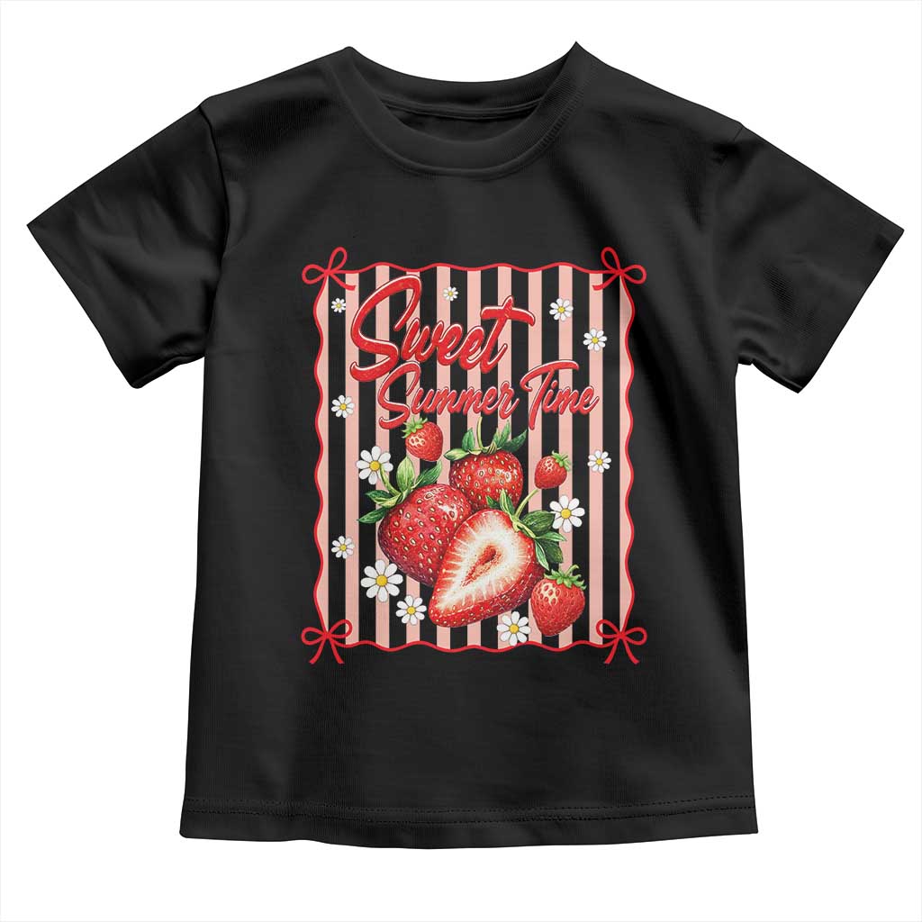 Striped Summer Strawberry Toddler T Shirt Preppy Beach Vibes Graphic TS12 Black Print Your Wear