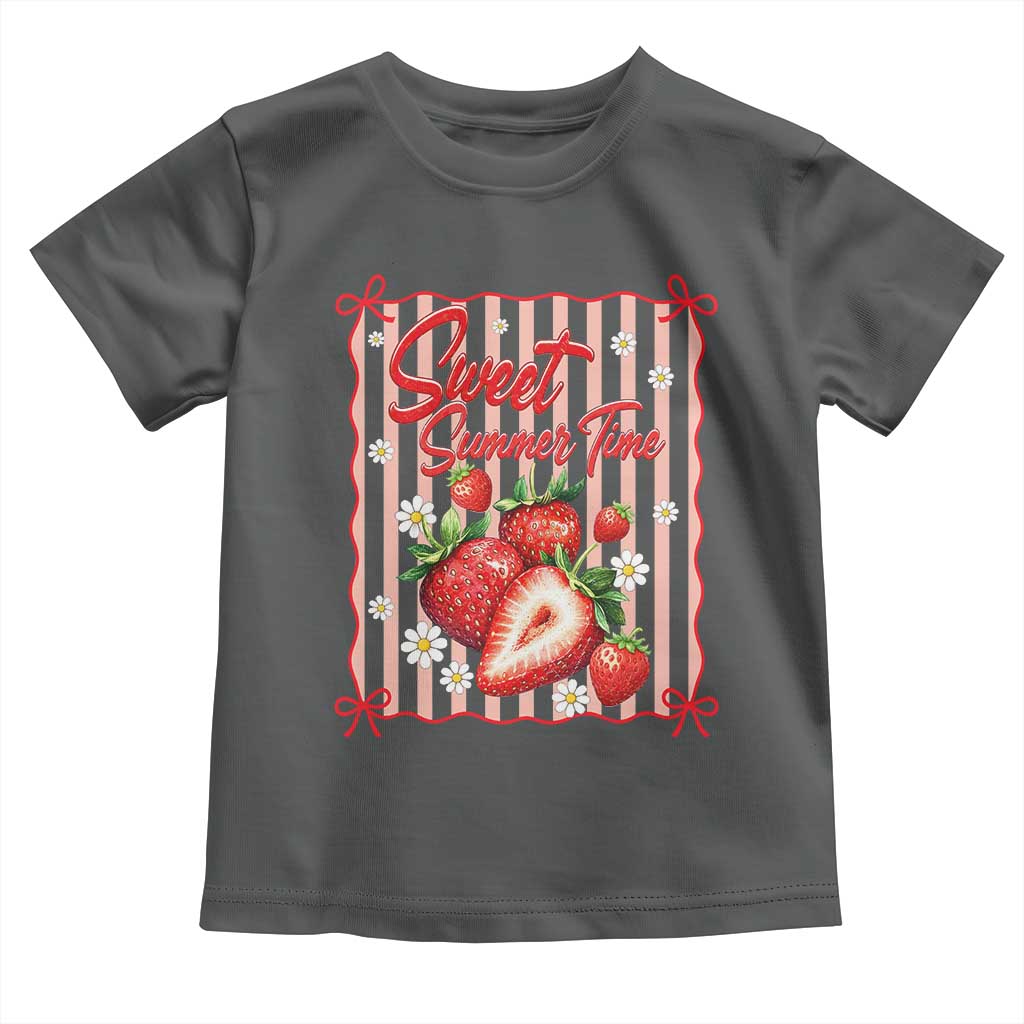 Striped Summer Strawberry Toddler T Shirt Preppy Beach Vibes Graphic
