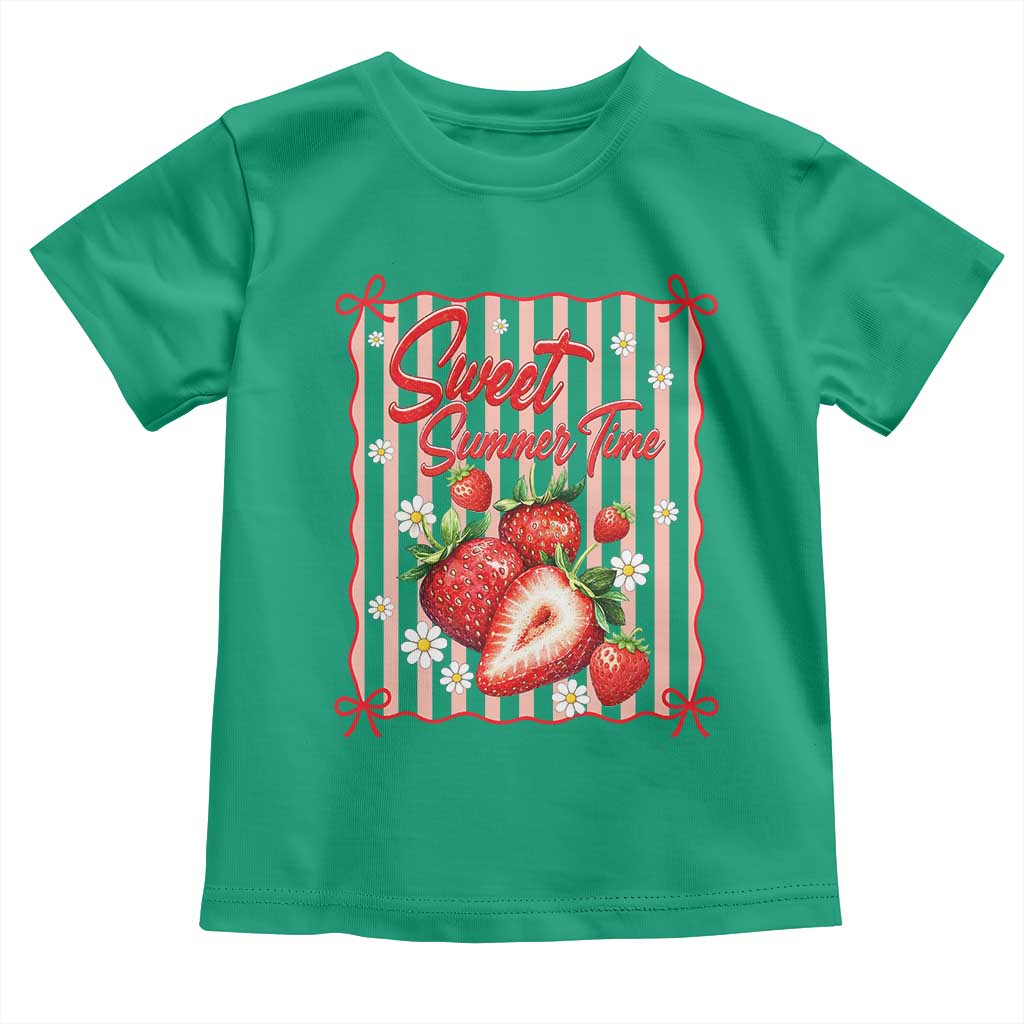 Striped Summer Strawberry Toddler T Shirt Preppy Beach Vibes Graphic