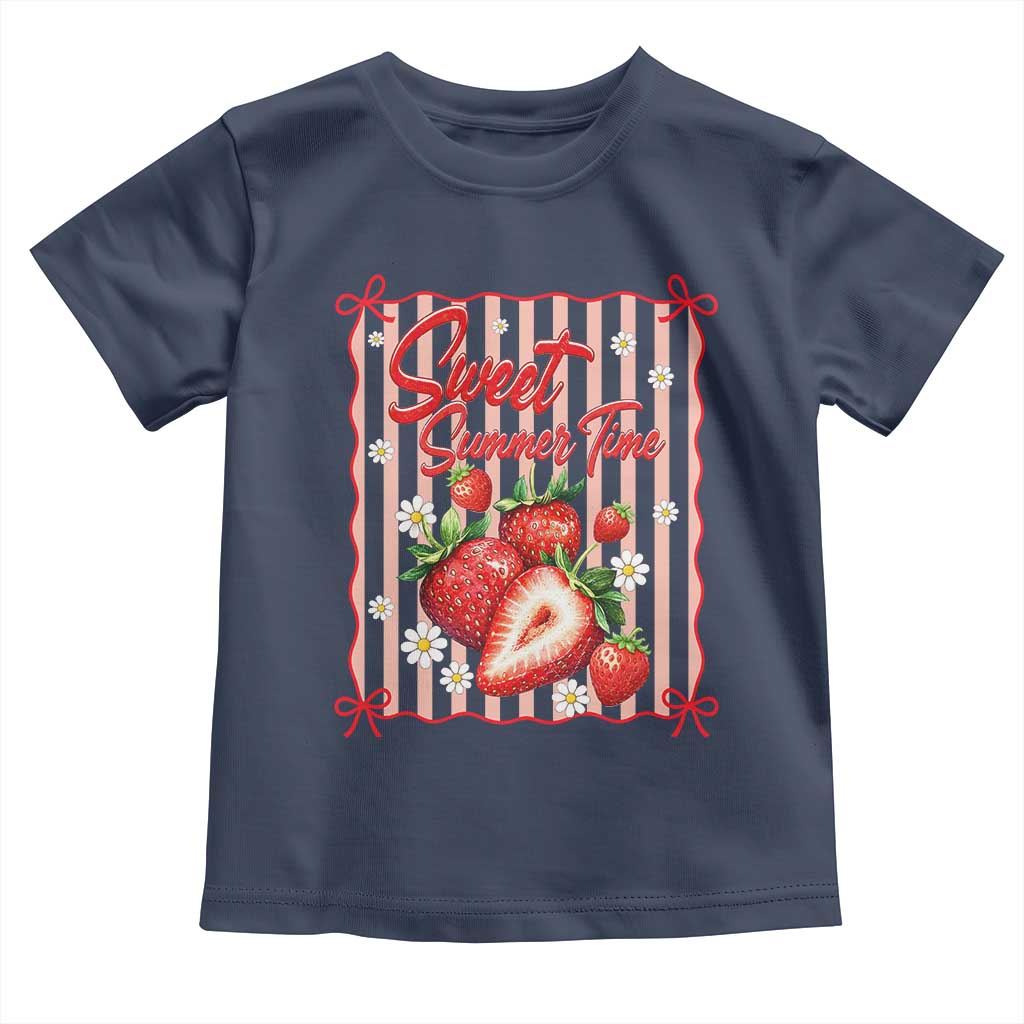 Striped Summer Strawberry Toddler T Shirt Preppy Beach Vibes Graphic