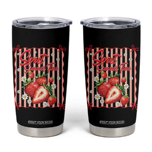 Striped Summer Strawberry Tumbler Cup Preppy Beach Vibes Graphic