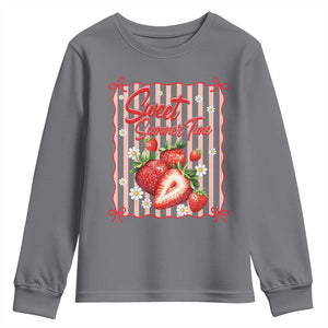 Striped Summer Strawberry Youth Sweatshirt Preppy Beach Vibes Graphic