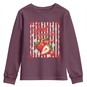 Striped Summer Strawberry Youth Sweatshirt Preppy Beach Vibes Graphic