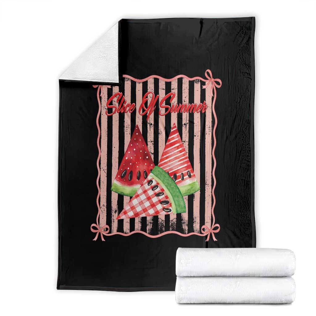 Striped Watermelon Beach Vibes Graphic Throw Blanket Slice Of Summer