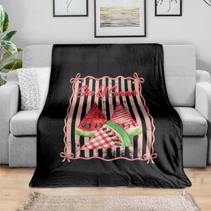Striped Watermelon Beach Vibes Graphic Throw Blanket Slice Of Summer
