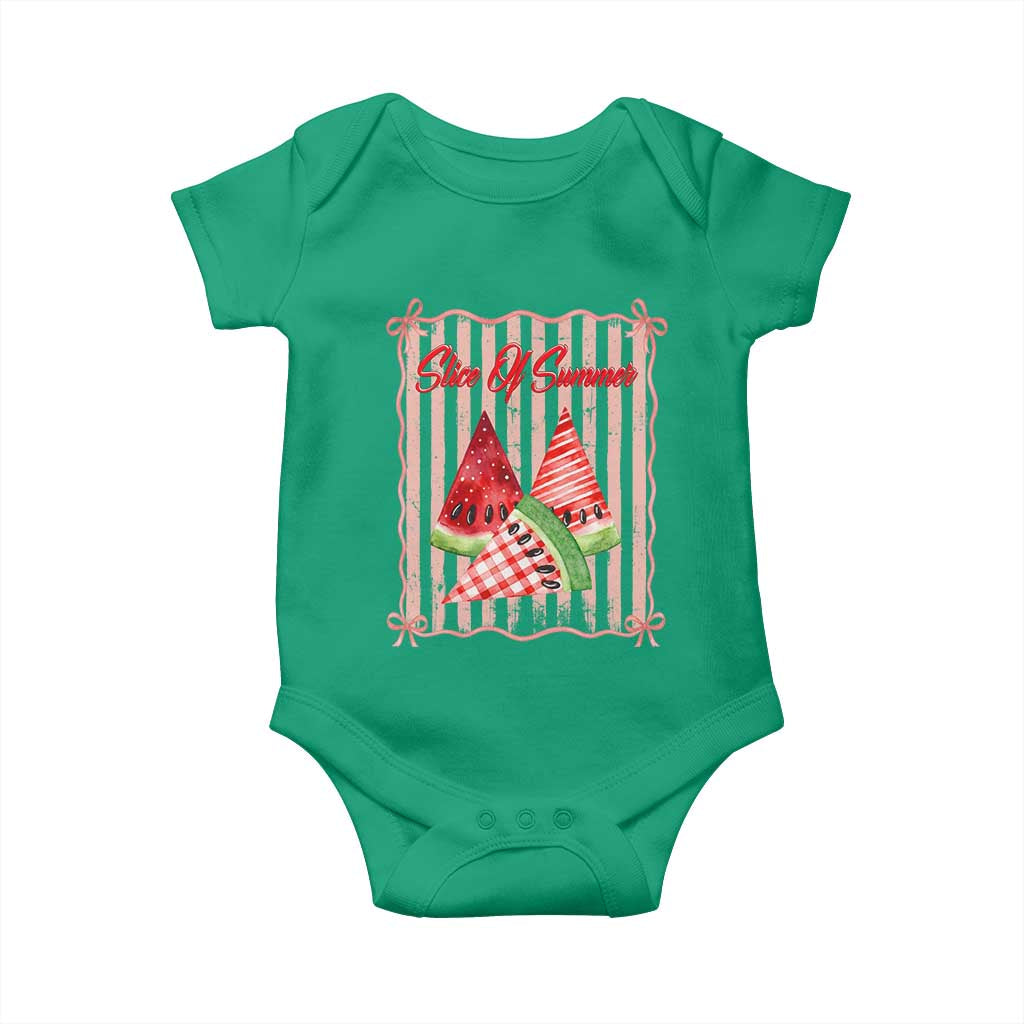 Striped Watermelon Beach Vibes Graphic Baby Onesie Slice Of Summer