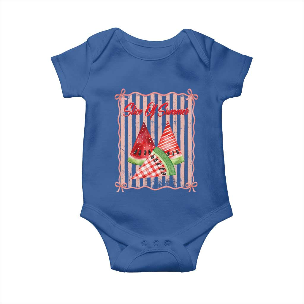 Striped Watermelon Beach Vibes Graphic Baby Onesie Slice Of Summer