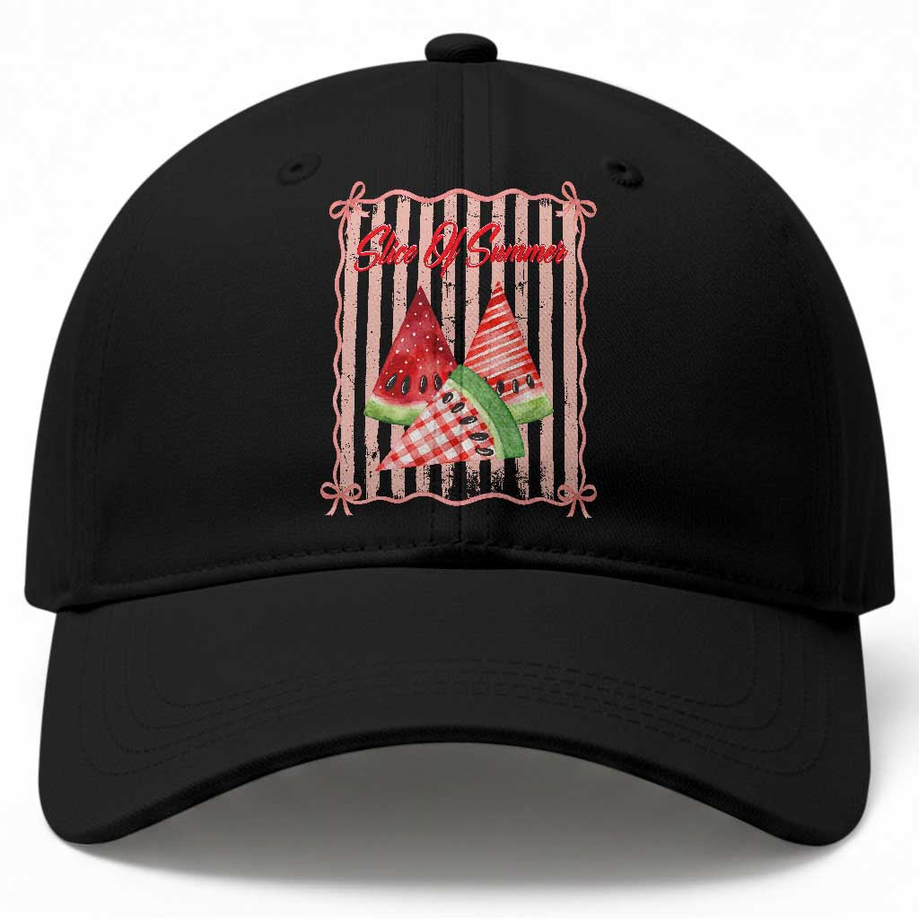 Striped Watermelon Beach Vibes Graphic Baseball Cap Slice Of Summer