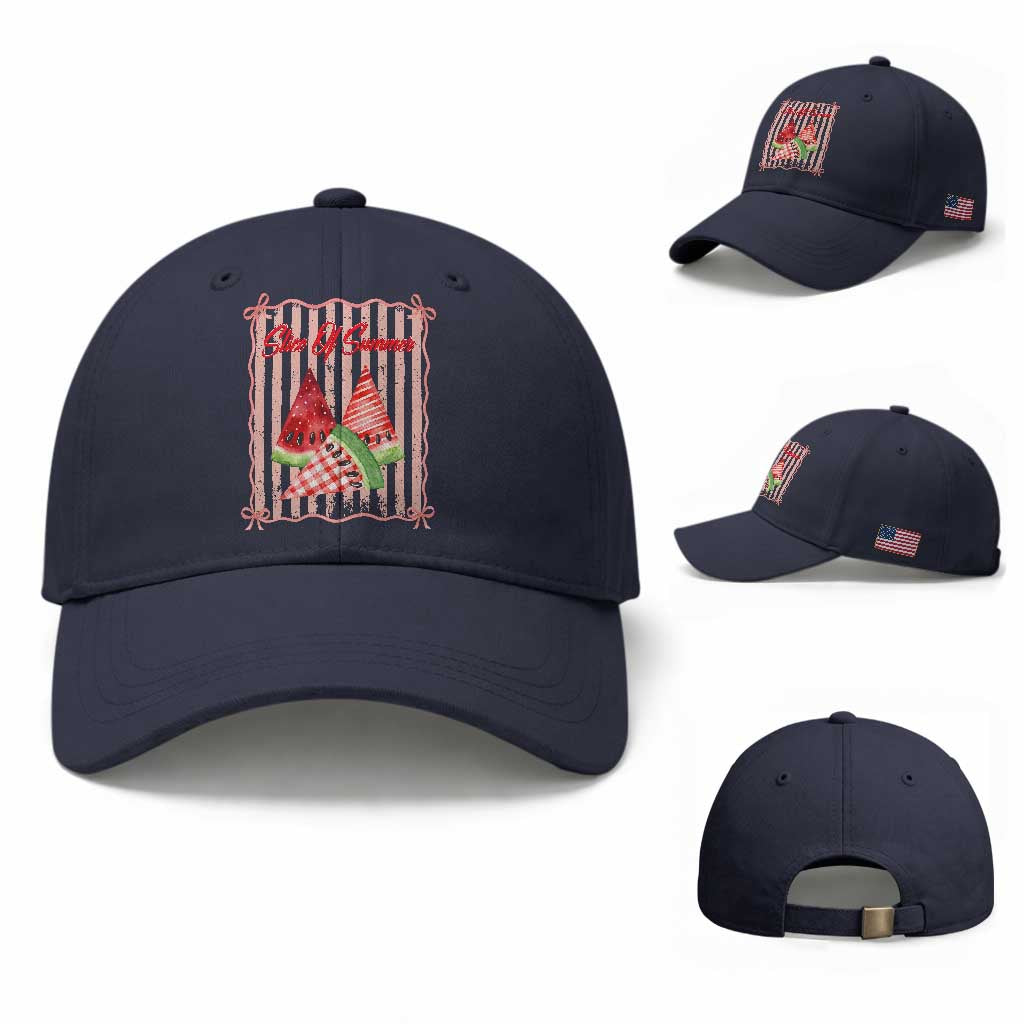Striped Watermelon Beach Vibes Graphic Baseball Cap Slice Of Summer