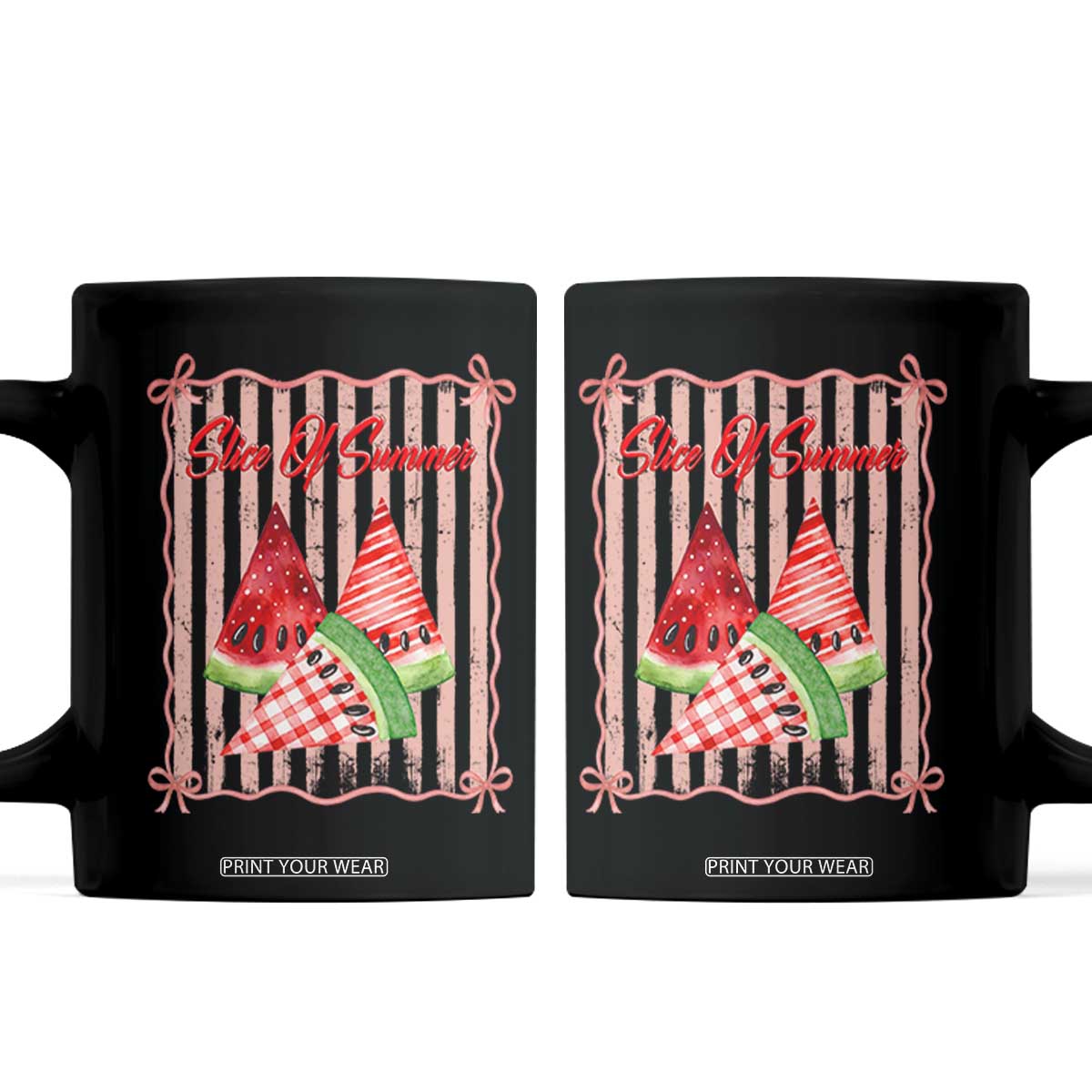 Striped Watermelon Beach Vibes Graphic Coffee Mug Slice Of Summer
