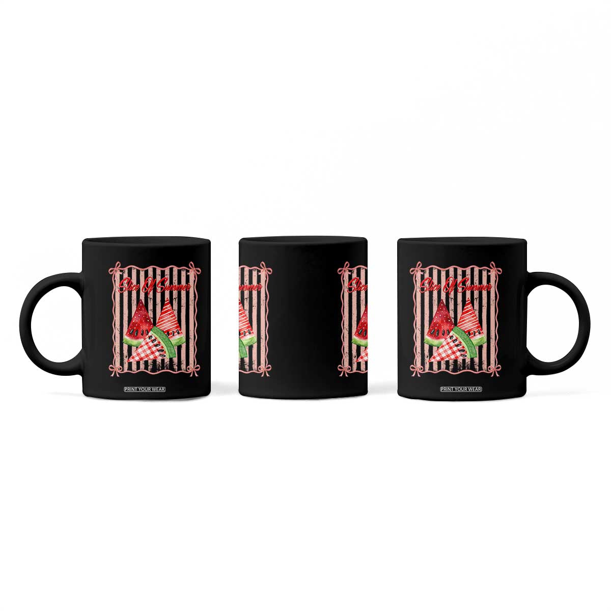 Striped Watermelon Beach Vibes Graphic Coffee Mug Slice Of Summer