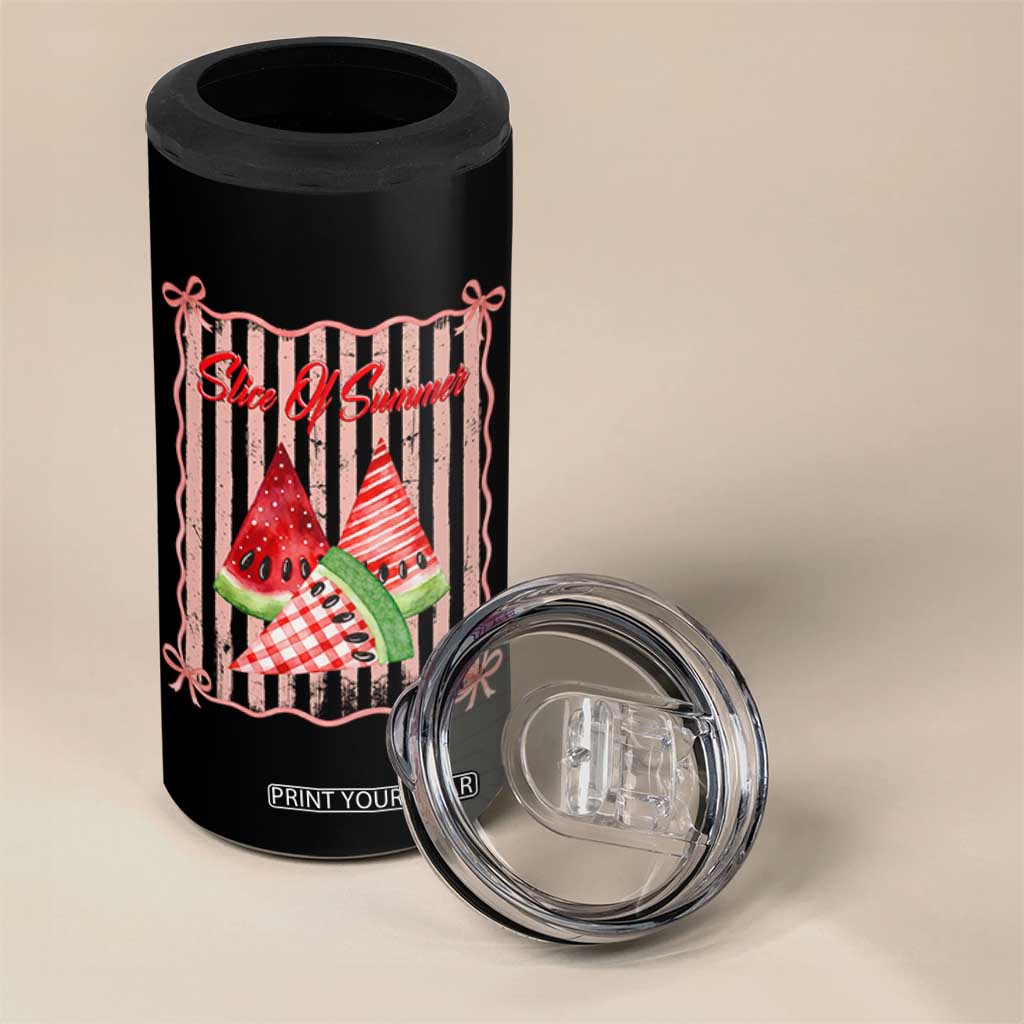 Striped Watermelon Beach Vibes Graphic 4 in 1 Can Cooler Tumbler Slice Of Summer