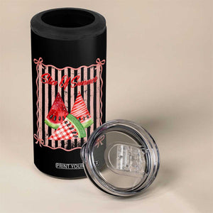 Striped Watermelon Beach Vibes Graphic 4 in 1 Can Cooler Tumbler Slice Of Summer