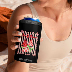Striped Watermelon Beach Vibes Graphic 4 in 1 Can Cooler Tumbler Slice Of Summer