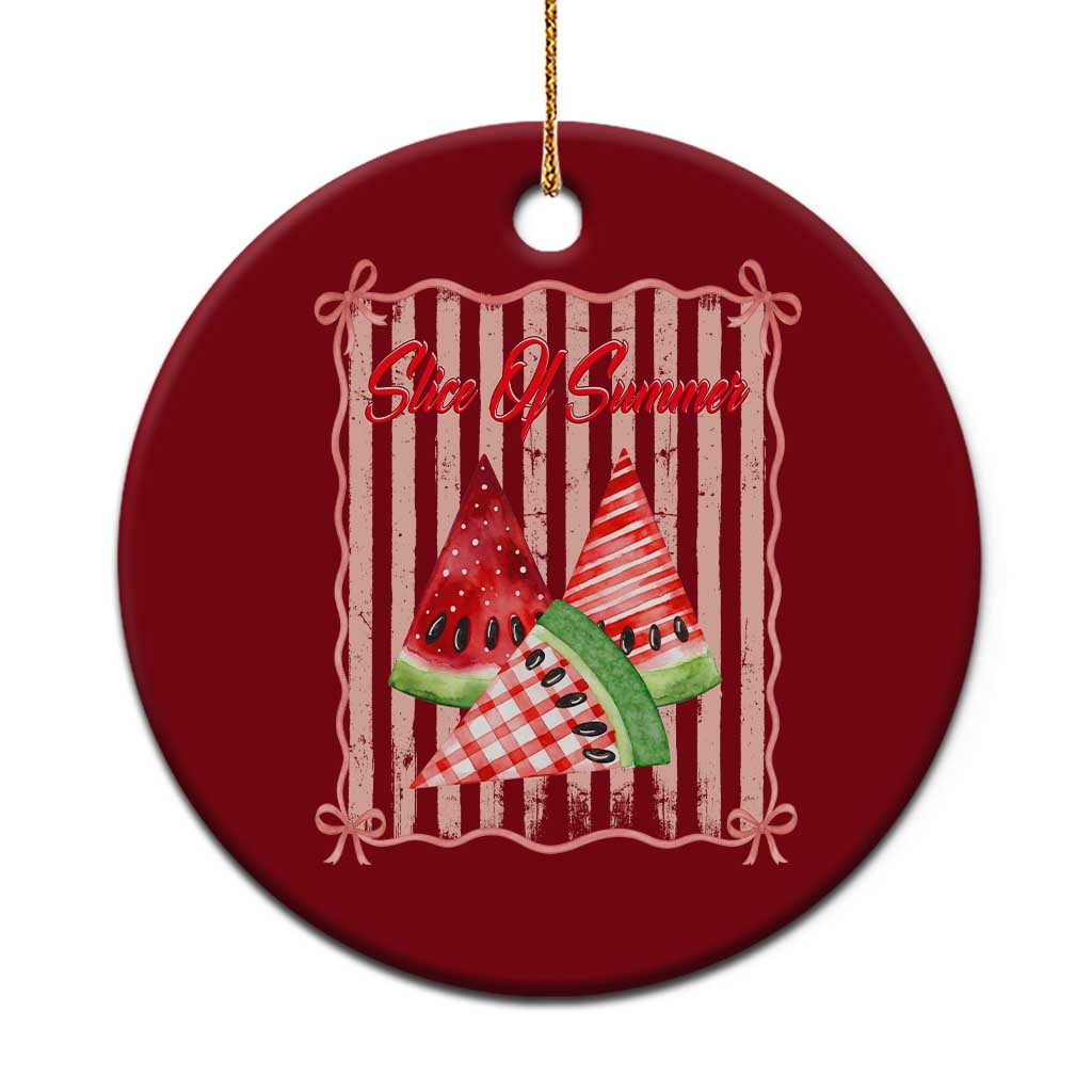 Striped Watermelon Beach Vibes Graphic Ceramic Ornament Slice Of Summer