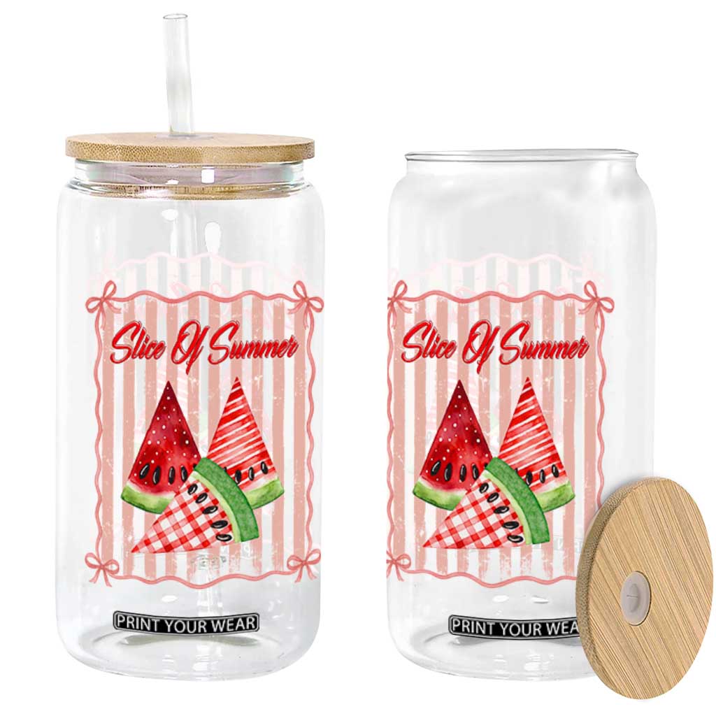 Striped Watermelon Beach Vibes Graphic Glass Can Slice Of Summer