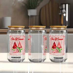 Striped Watermelon Beach Vibes Graphic Glass Can Slice Of Summer