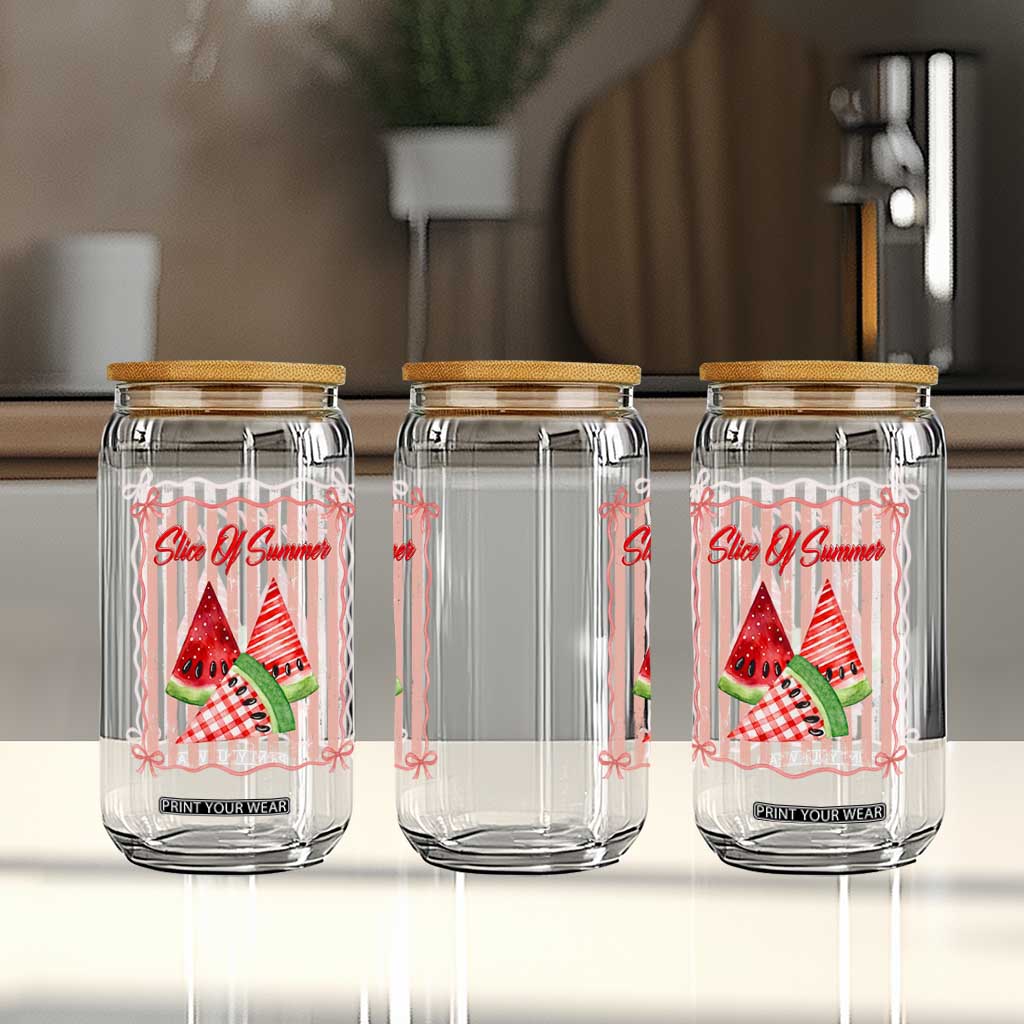 Striped Watermelon Beach Vibes Graphic Glass Can Slice Of Summer