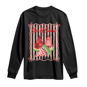 Striped Watermelon Beach Vibes Graphic Long Sleeve Shirt Slice Of Summer