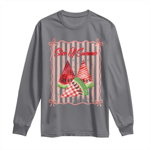 Striped Watermelon Beach Vibes Graphic Long Sleeve Shirt Slice Of Summer