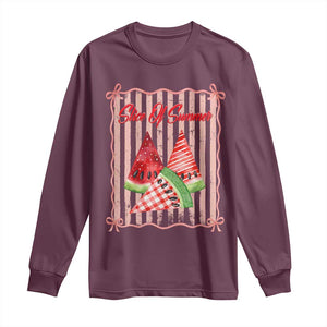 Striped Watermelon Beach Vibes Graphic Long Sleeve Shirt Slice Of Summer